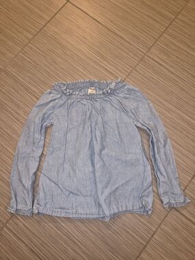 Carter's Light Blue Ruffle-Trim Long Sleeve Top 3T